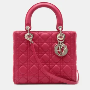 Red Leather Cannage Leather Lady Medium Tote Bag