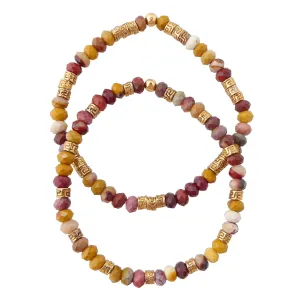 Red picture jasper bracelet set