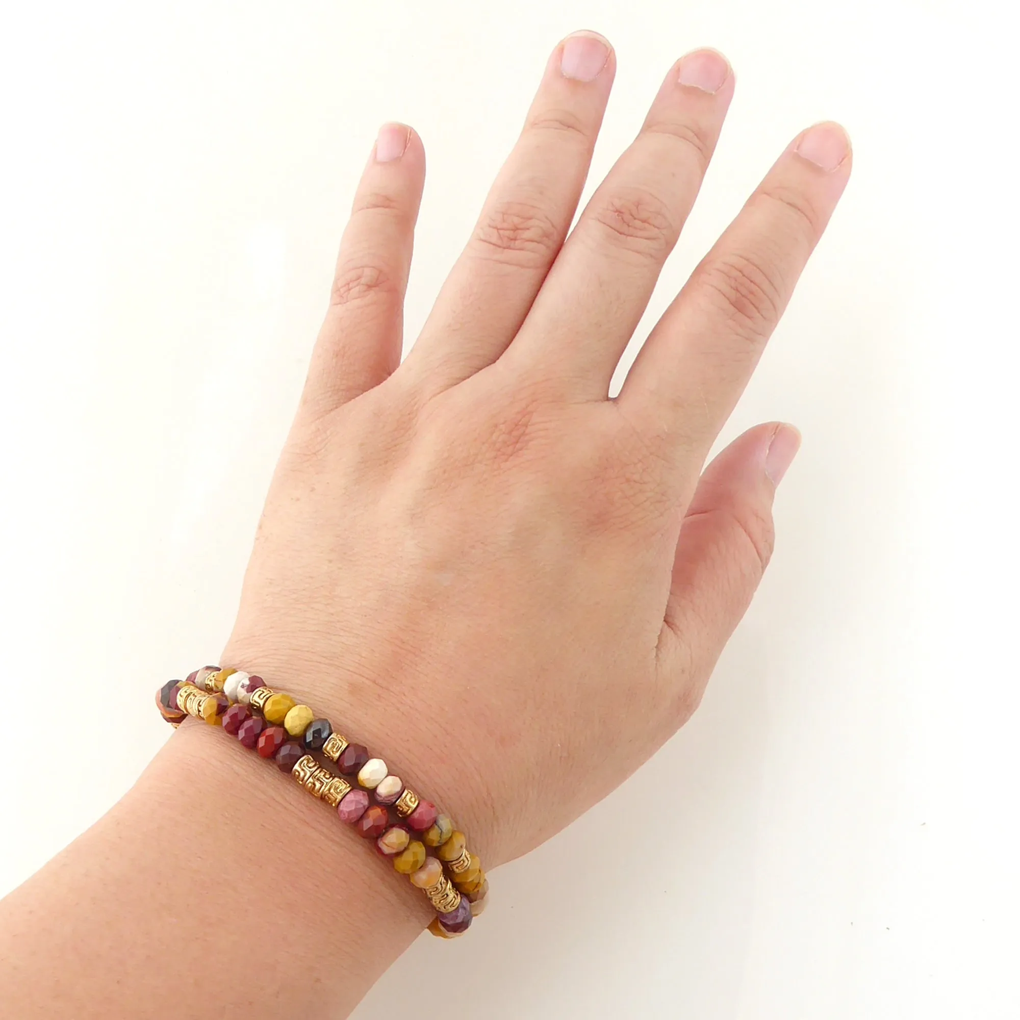 Red picture jasper bracelet set