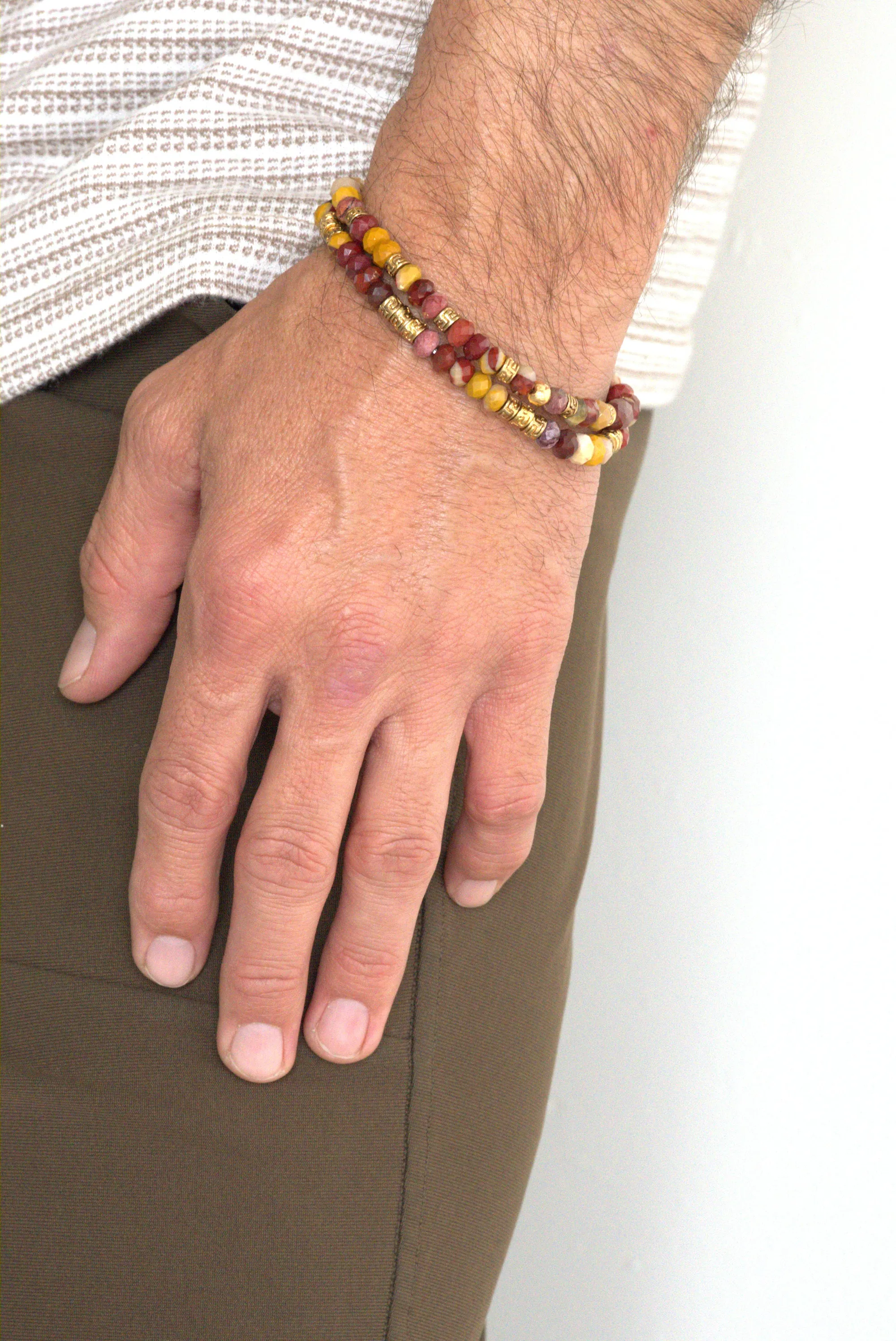 Red picture jasper bracelet set