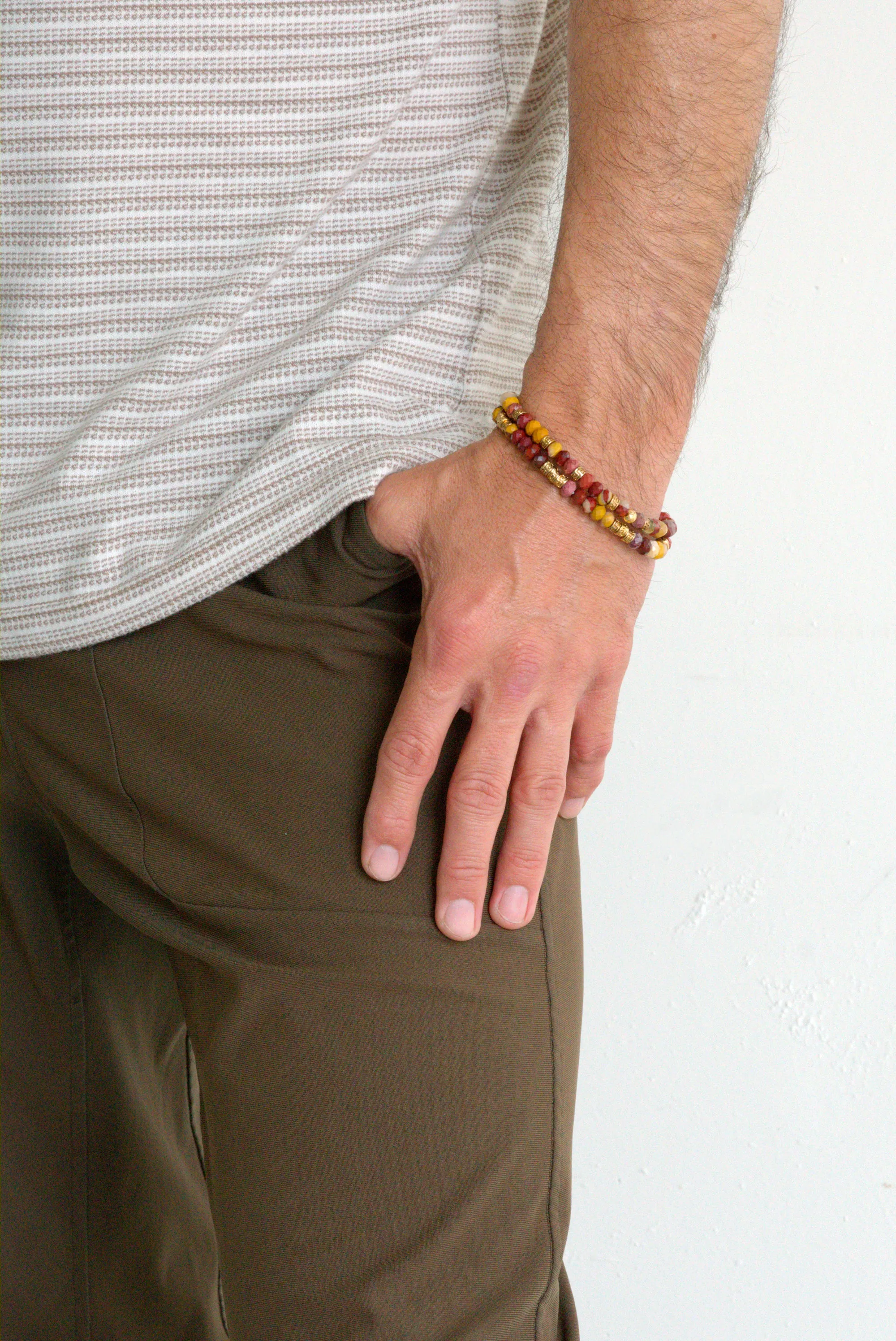 Red picture jasper bracelet set