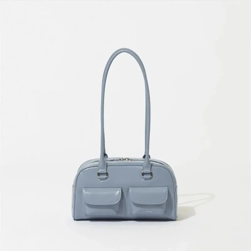 Retro PU Leather Satchel Bag Multi-Pocket Luxury Fashion Handbag Shoulder Underarm Bag Purse