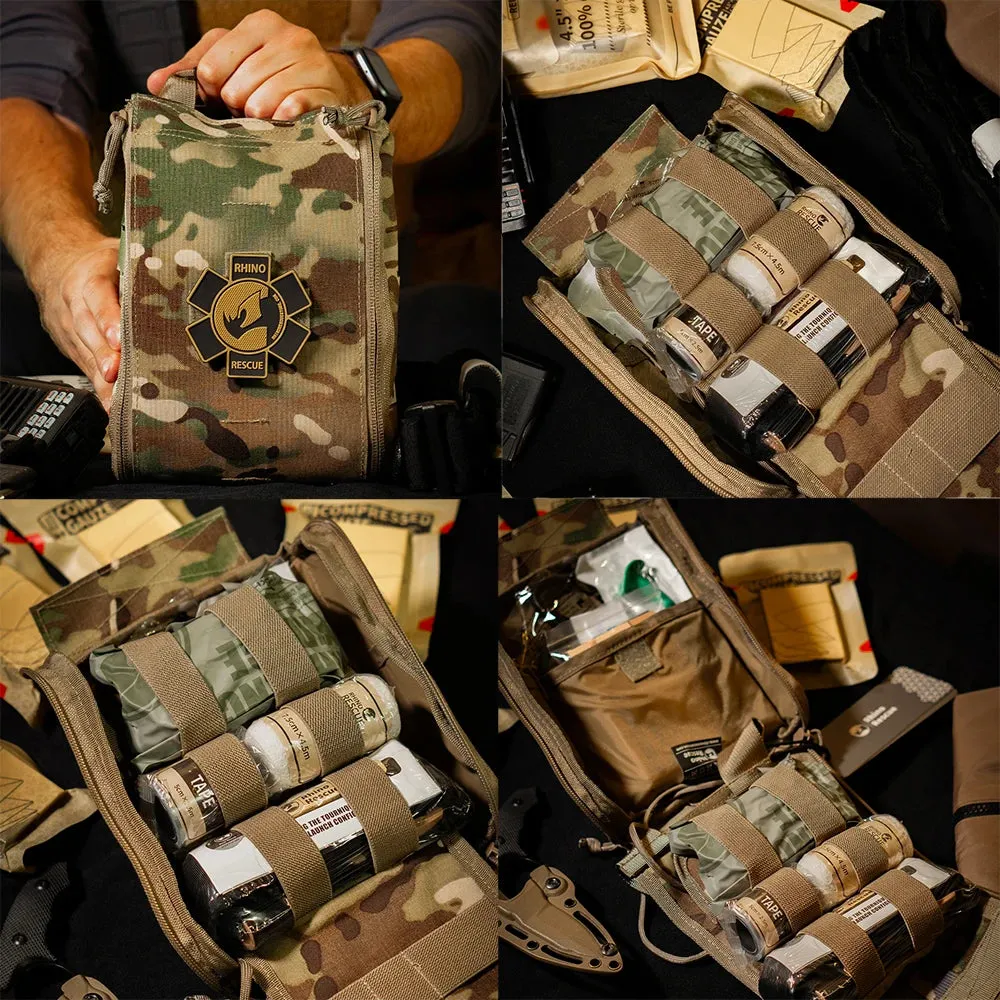Rhino Rescue Tactical IFAK First Aid Kit with Molle System Survival Pouch for Camping Hiking Fishing Outdoor Trauma Care