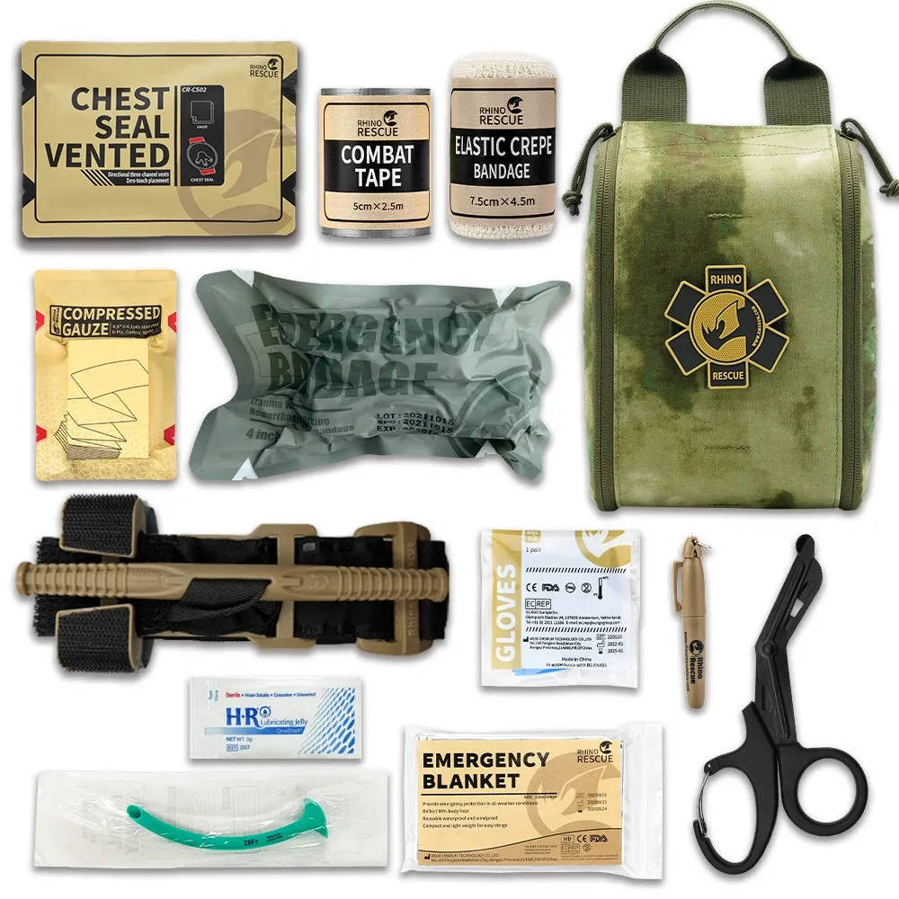 Rhino Rescue Tactical IFAK First Aid Kit with Molle System Survival Pouch for Camping Hiking Fishing Outdoor Trauma Care