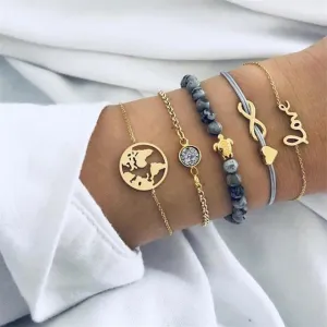 Round Stone  Wind Bracelet Set