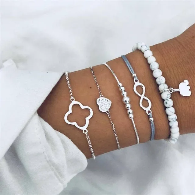 Round Stone  Wind Bracelet Set