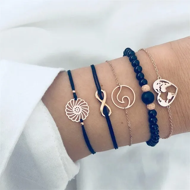 Round Stone  Wind Bracelet Set