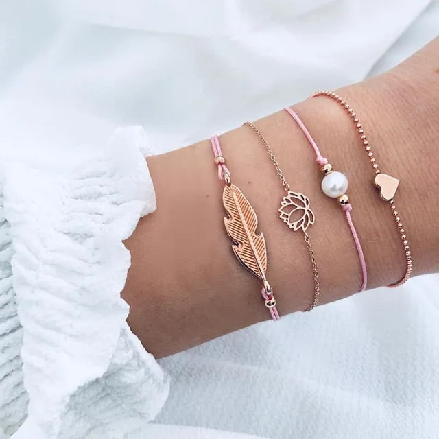 Round Stone  Wind Bracelet Set