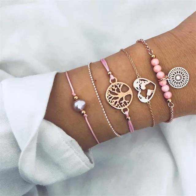 Round Stone  Wind Bracelet Set