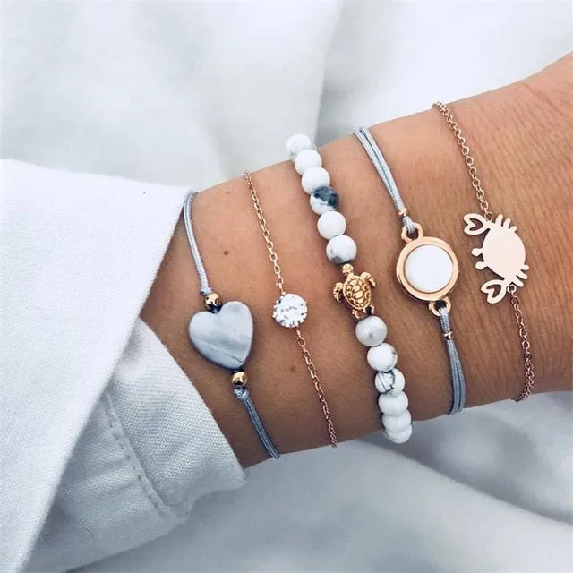 Round Stone  Wind Bracelet Set