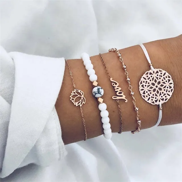 Round Stone  Wind Bracelet Set