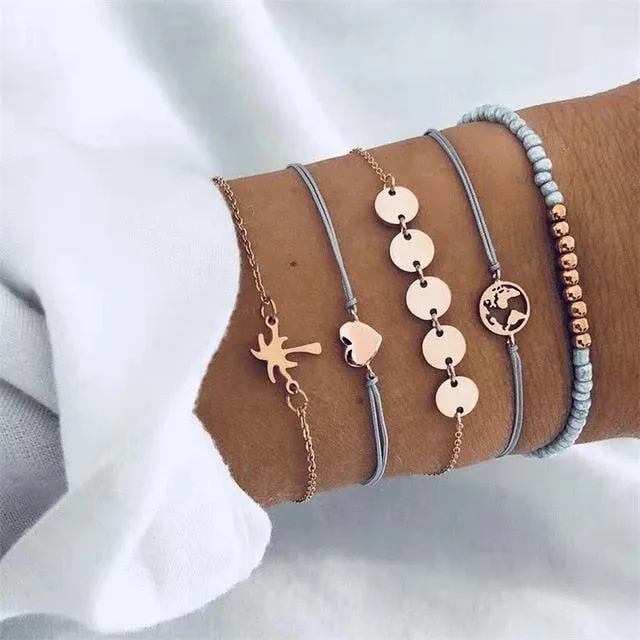 Round Stone  Wind Bracelet Set