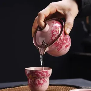 Ru Yao Ceramic Travel Tea Set with Portable Infuser - Luxury Chinese-style Brew Kit, Compact 1 Pot   2 Cups for Business Trips & Outdoor Adventures