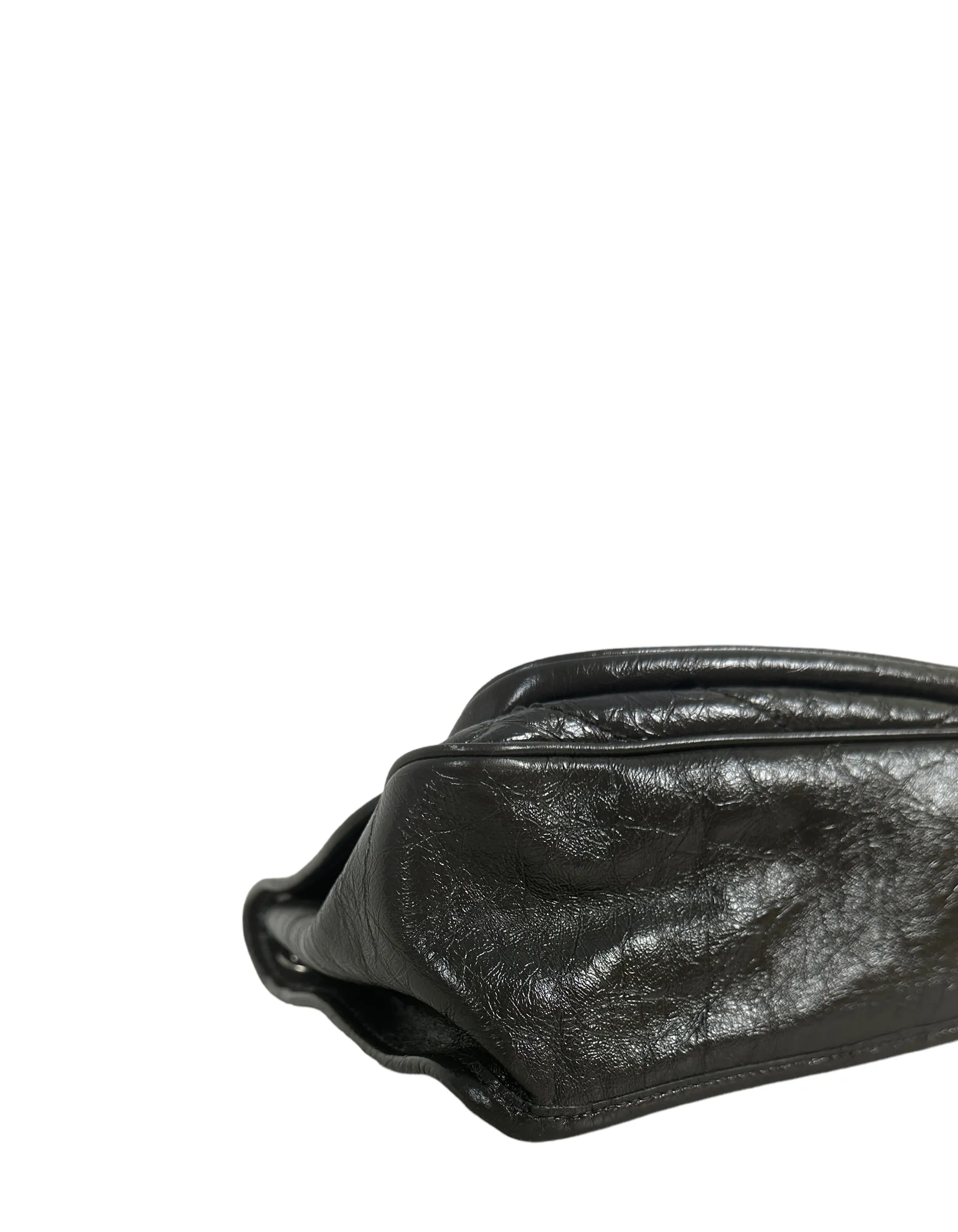 Saint Laurent Fog Grey Crinkled Calfskin Matelasse Monogram Medium Niki Chain Satchel