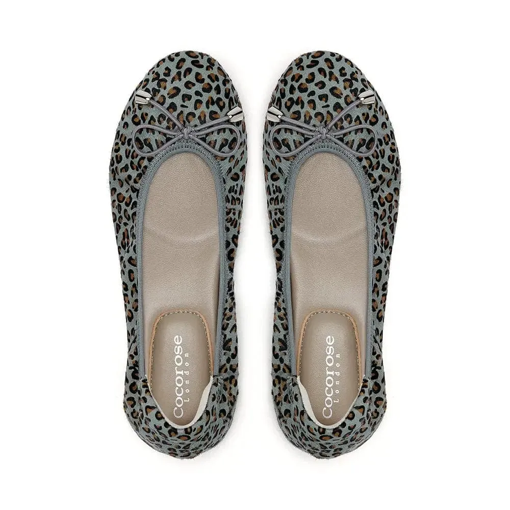 Sandringham - Grey Leopard Leather Flats