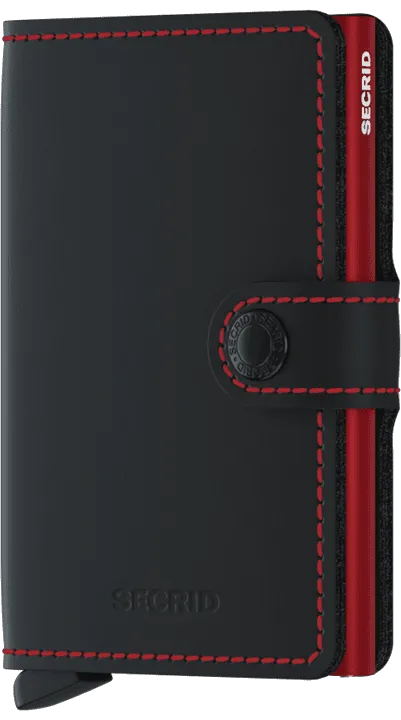 Secrid Miniwallet - Matte Black w/Red Stitch