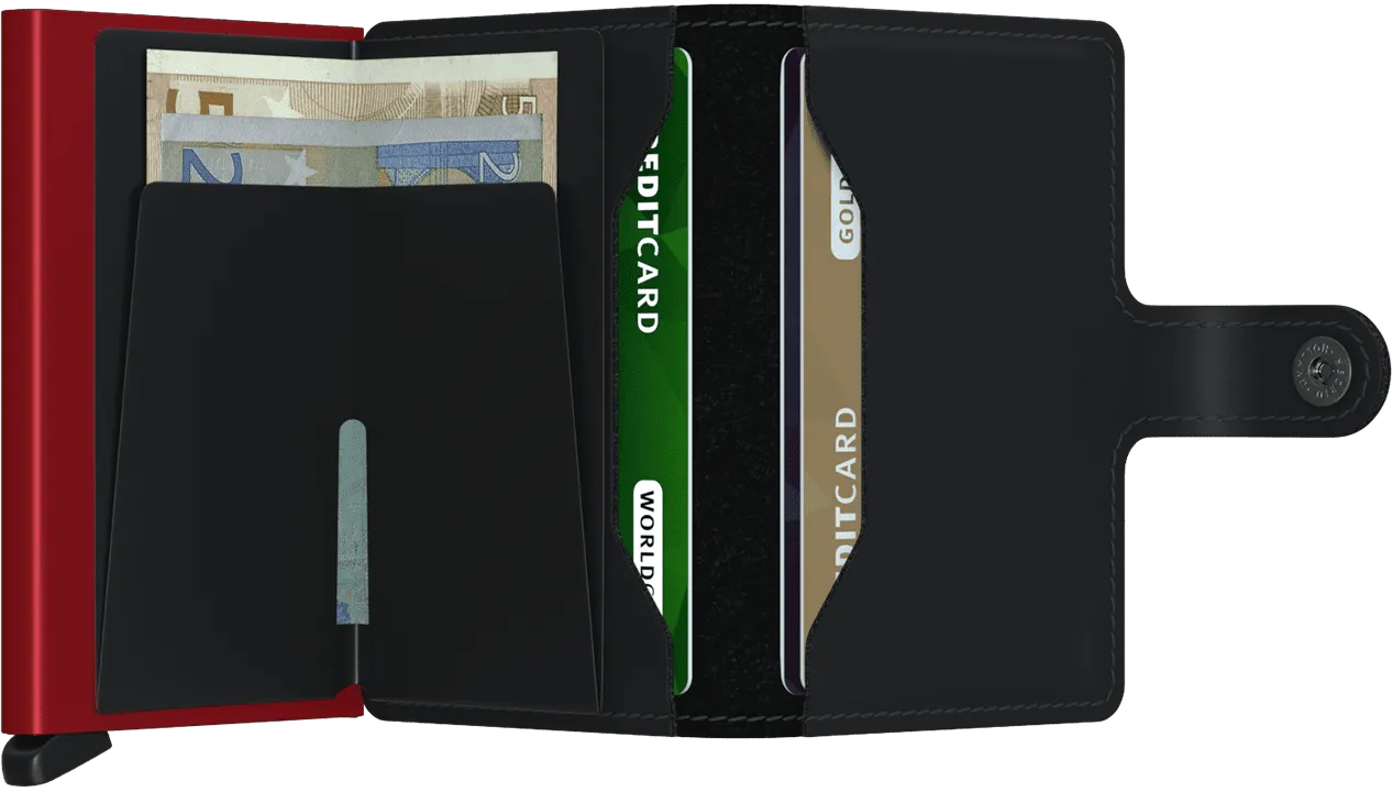 Secrid Miniwallet - Matte Black w/Red Stitch