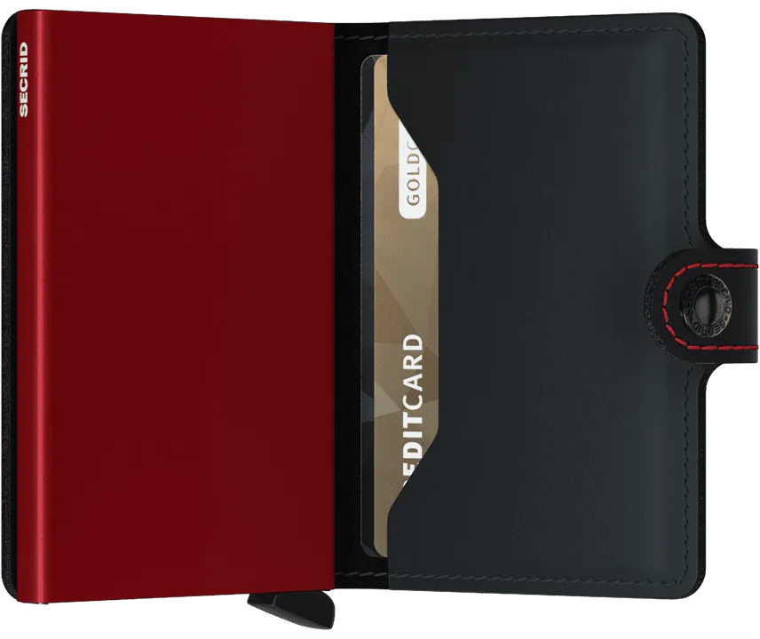 Secrid Miniwallet - Matte Black w/Red Stitch