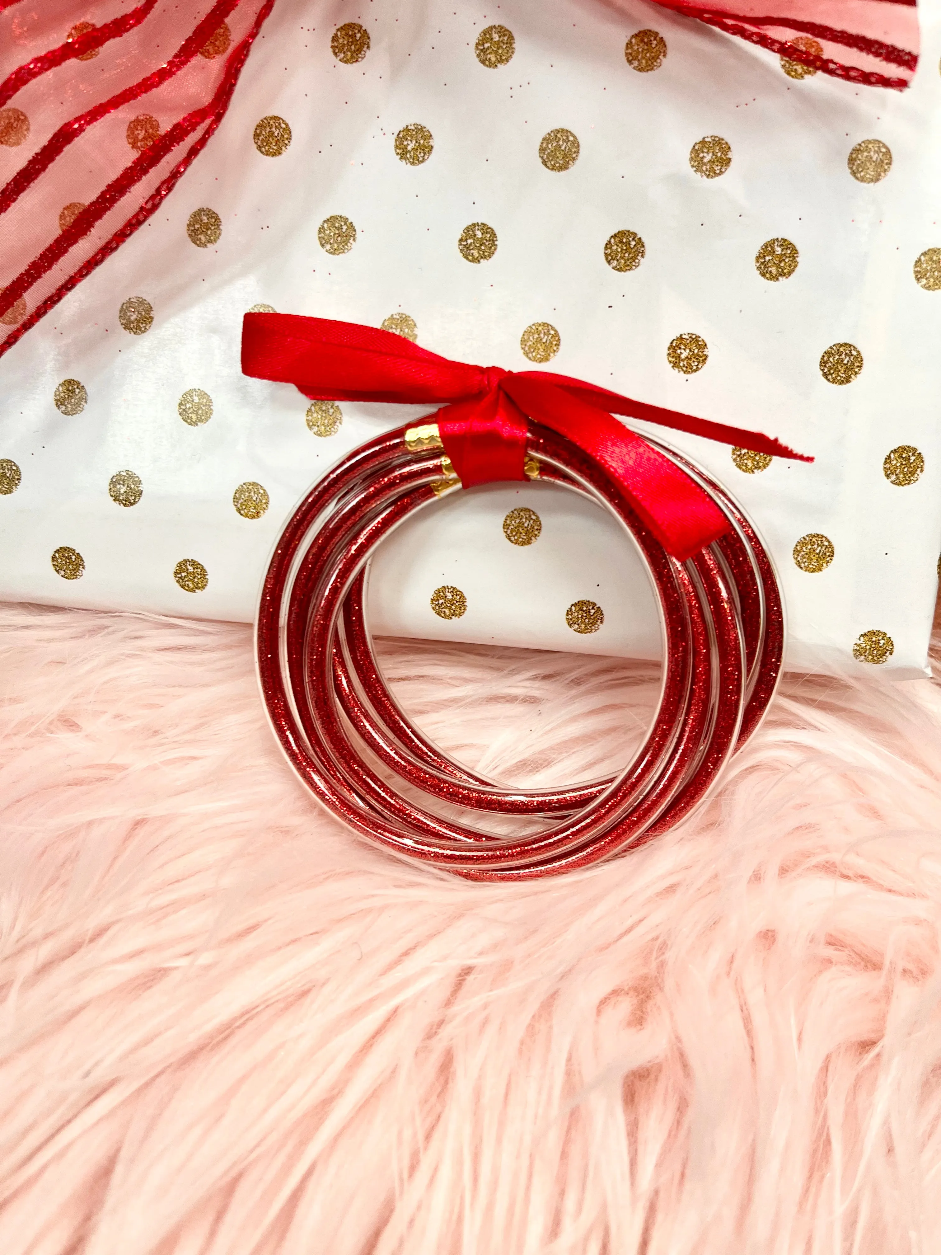 Set of 5- Glitter Filled All-Weather Bangles