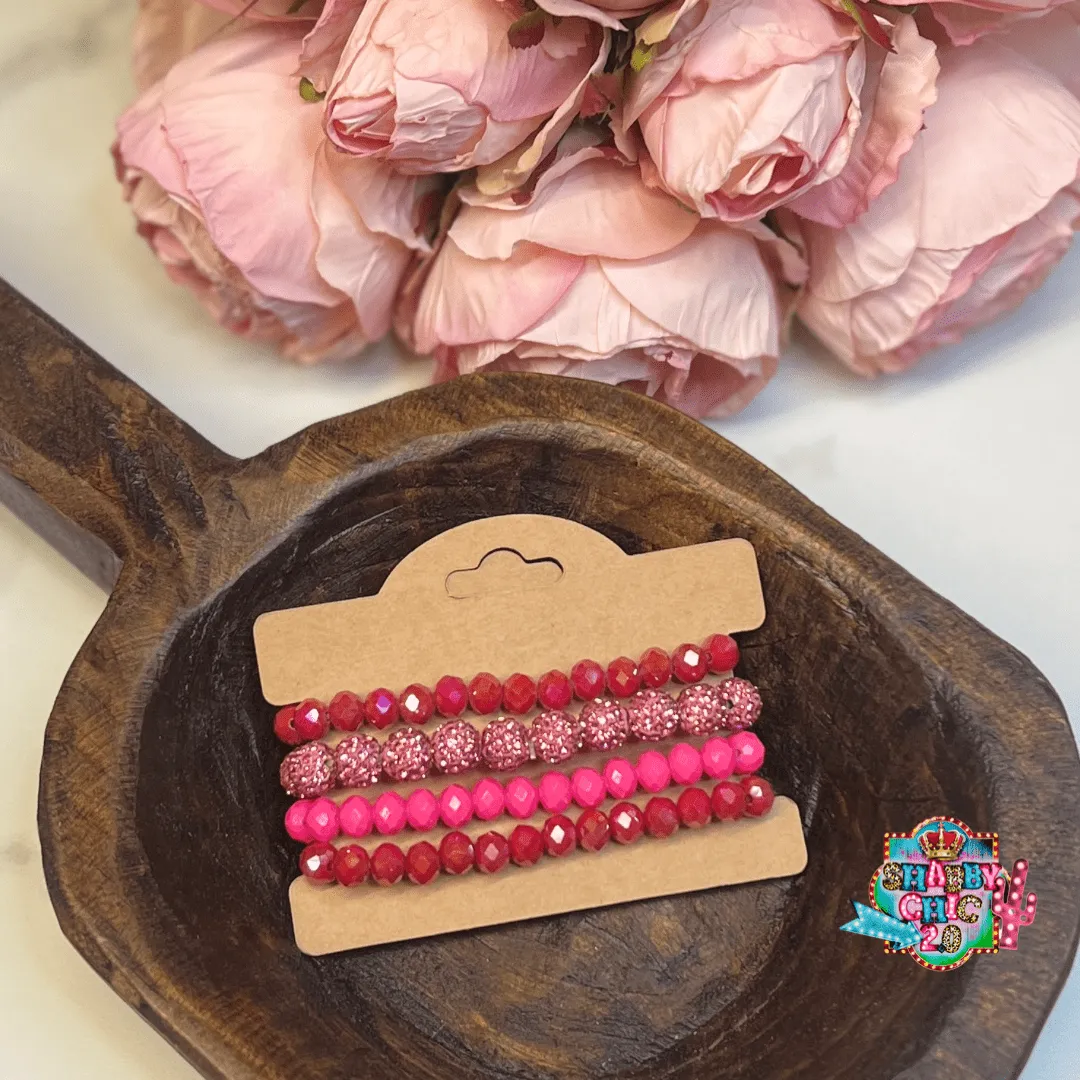 Shades of Red and Pink Bracelet Set