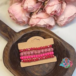 Shades of Red and Pink Bracelet Set