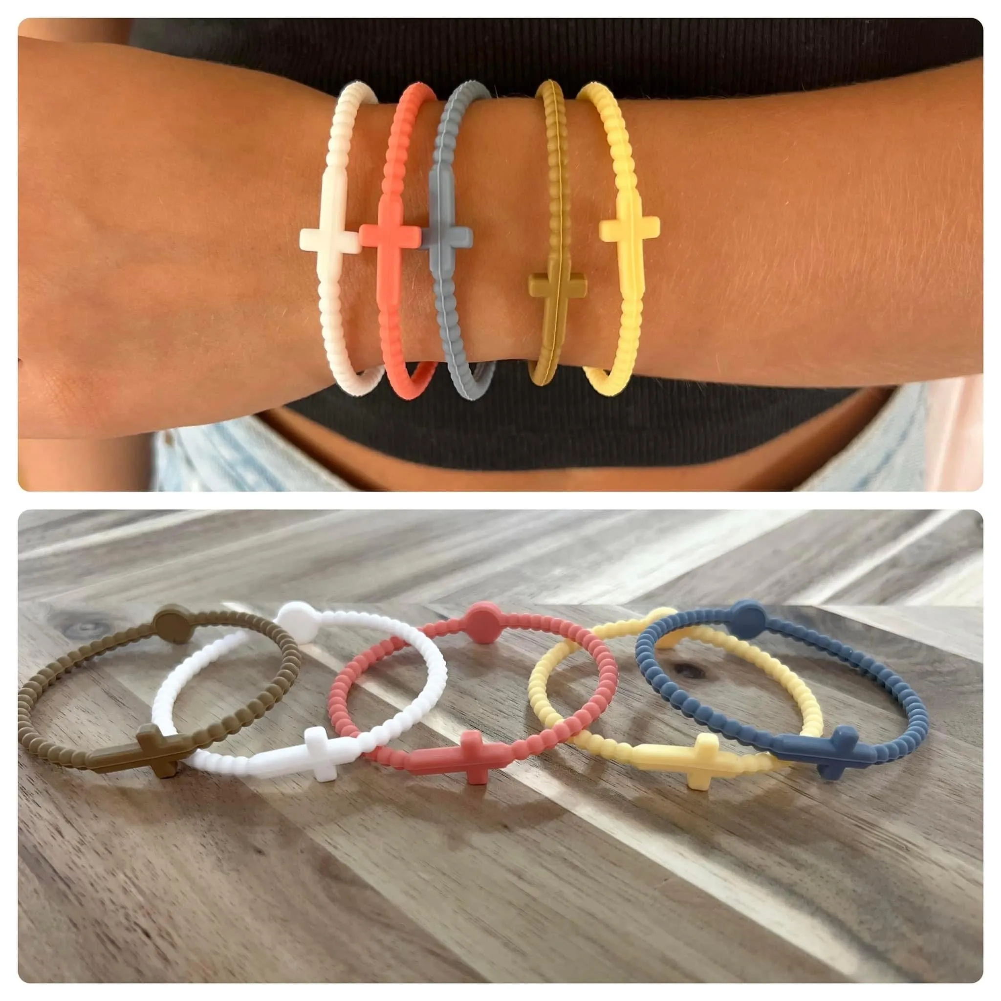 Silicone Cross Bracelet Sets