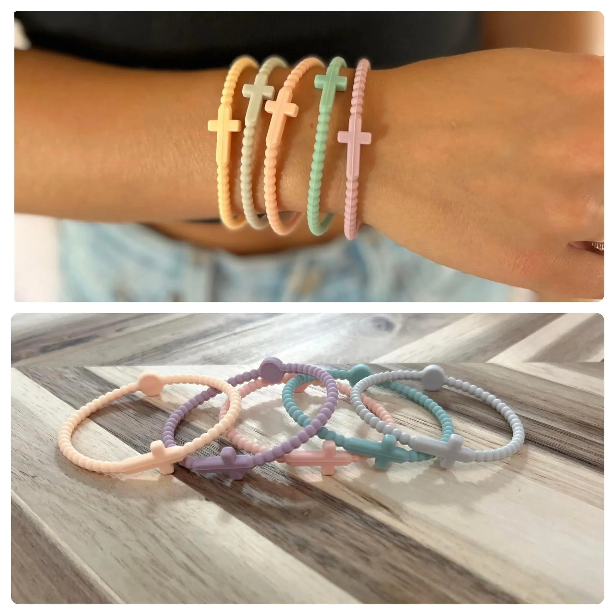 Silicone Cross Bracelet Sets