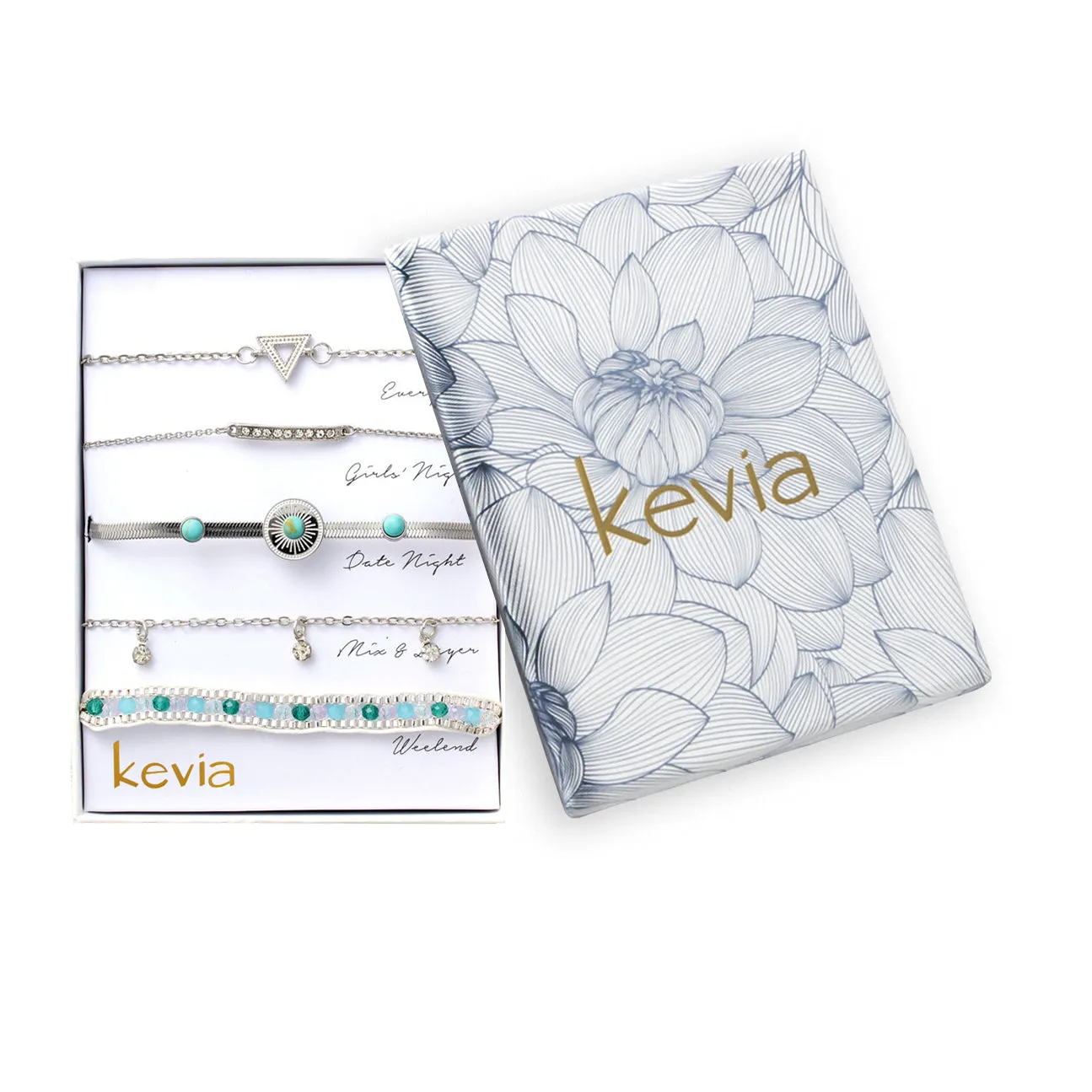 Silver & Turquoise Bracelet Set