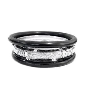 SILVER BLACK PLUS SIZE BANGLES #ADX6407259 (SHBD11)