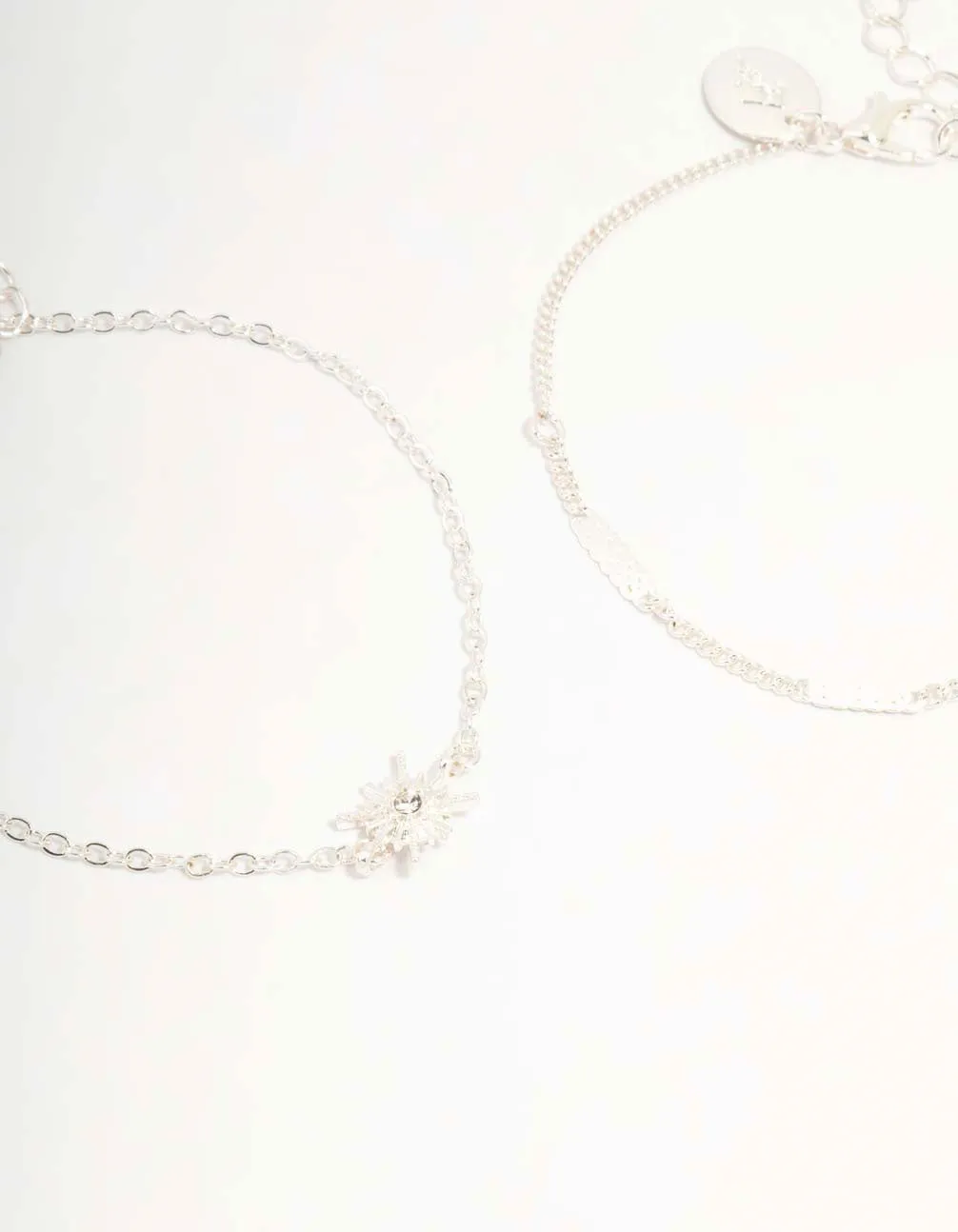 Silver Diamante Star & Moon Toggle Bracelets 2-Pack