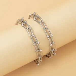 Silver-Plated Vachette Chain Bracelet Set