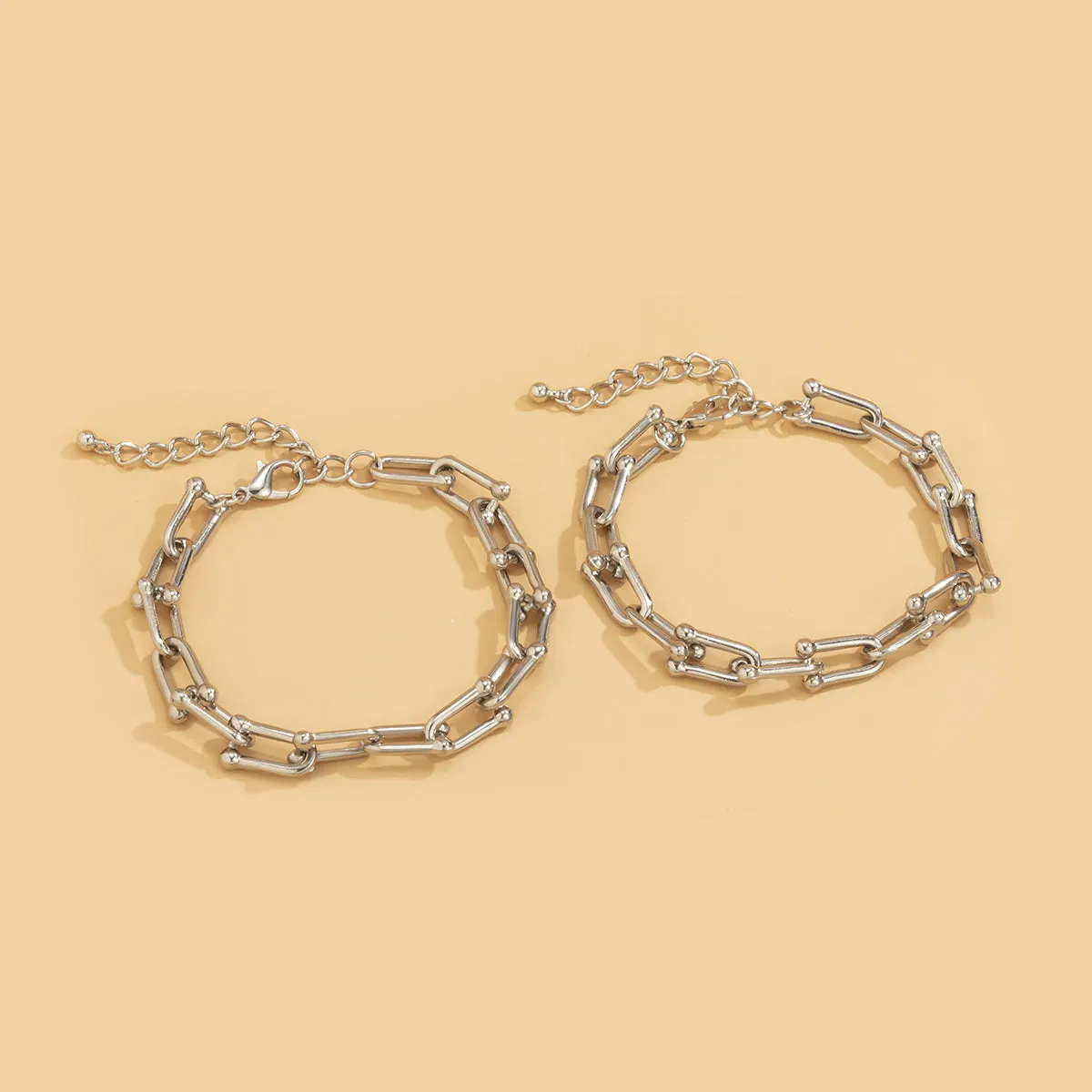 Silver-Plated Vachette Chain Bracelet Set