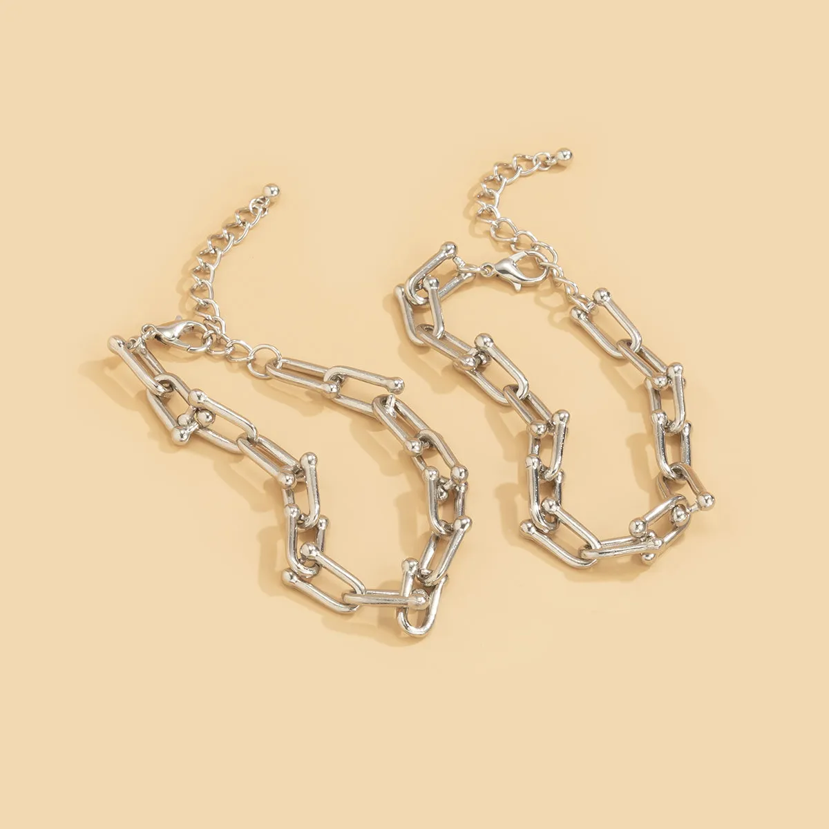 Silver-Plated Vachette Chain Bracelet Set