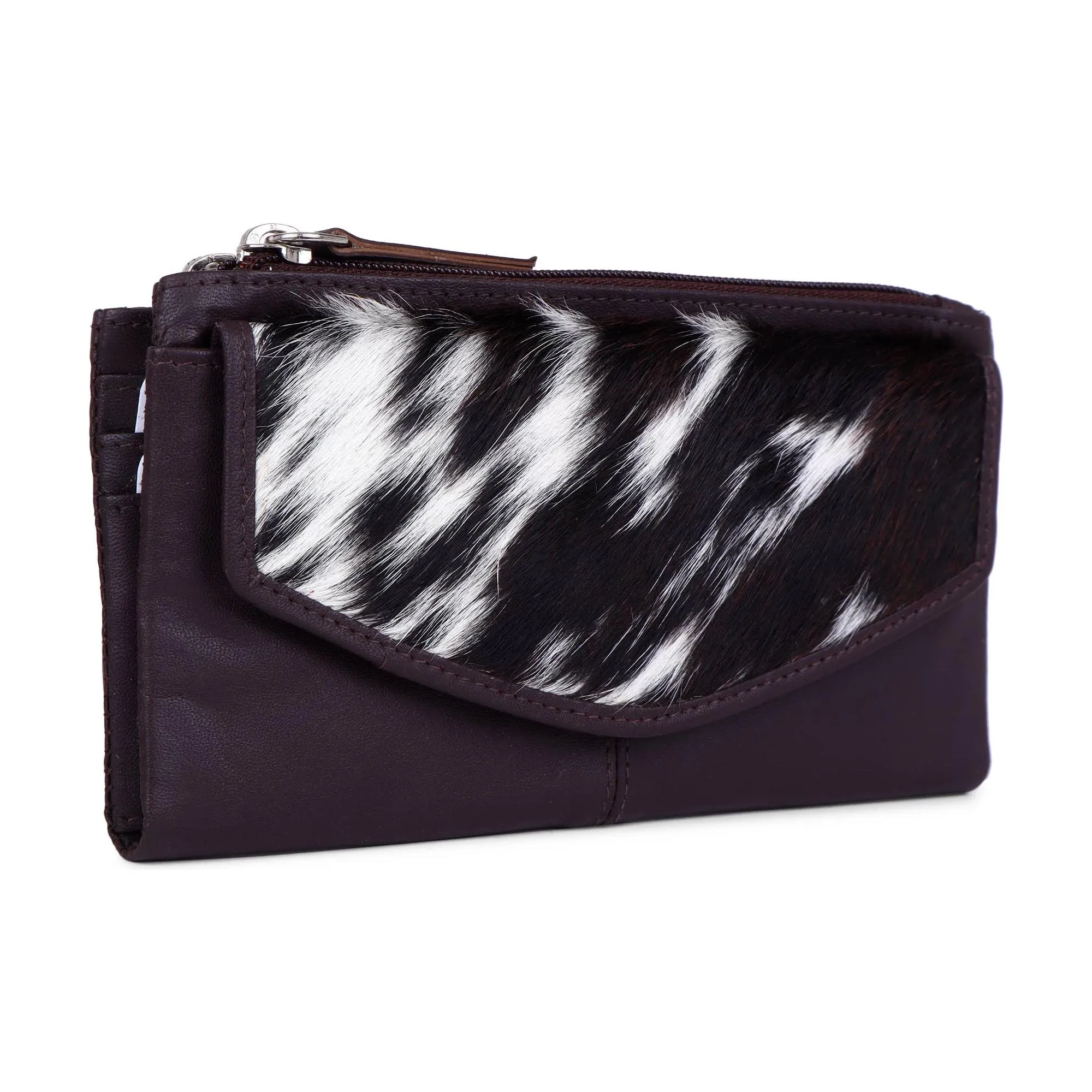 Sixtease Bags - Leather Cowhide Bifold Women's Wallet - Brown