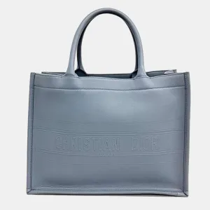 Sky Blue Leather Book Tote Bag