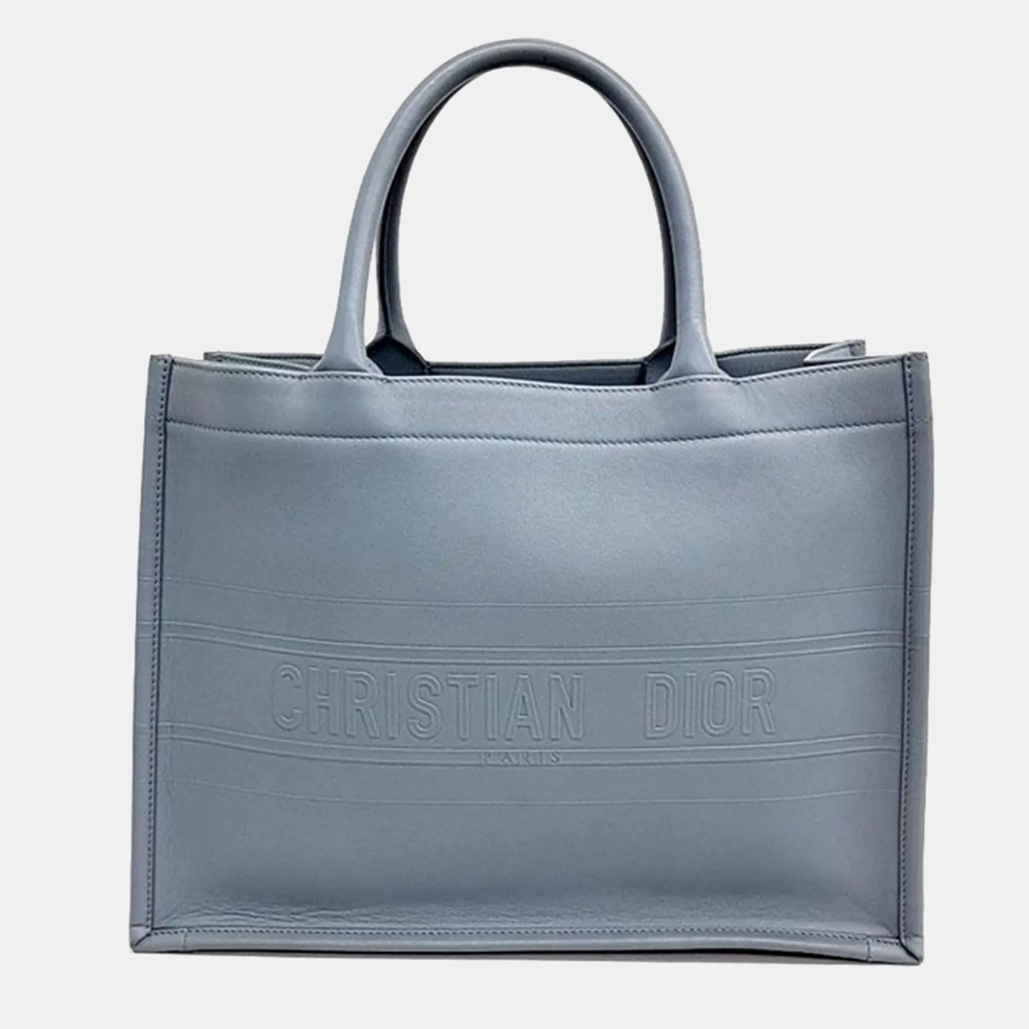 Sky Blue Leather Book Tote Bag