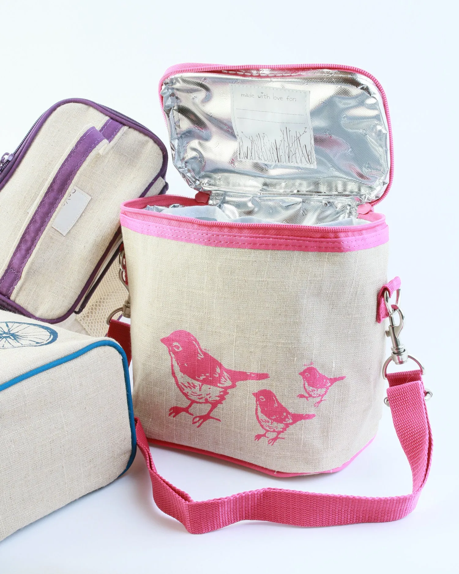 Small Cooler Bag - Pink Birds