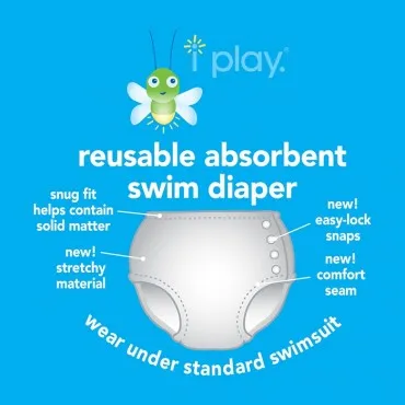 Snap Reusable Absorbent Swimsuit Diaper Light Pink Beach Day (Min. of 2, multiples of 2)