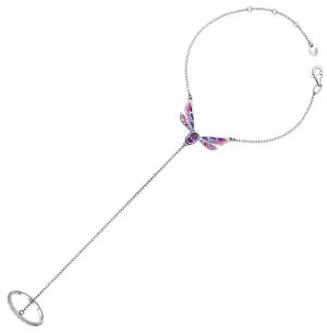 SOKOLOV - Butterfly Slave Bracelet Ring - Sterling Silver With Enamel, Pink And Purple