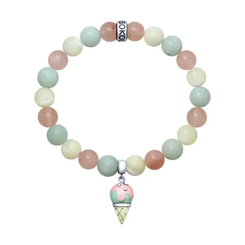 SOKOLOV JUST - Enameled Silver Ice Cream Bracelet With Quartz And Amazonite Stones