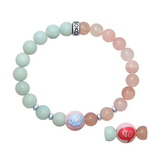 SOKOLOV JUST - Yes Or No Choice Enamel Silver Bracelet, Amazonite Stones