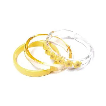 SPR- Baby Yellow Flowers   Crystal Bangles