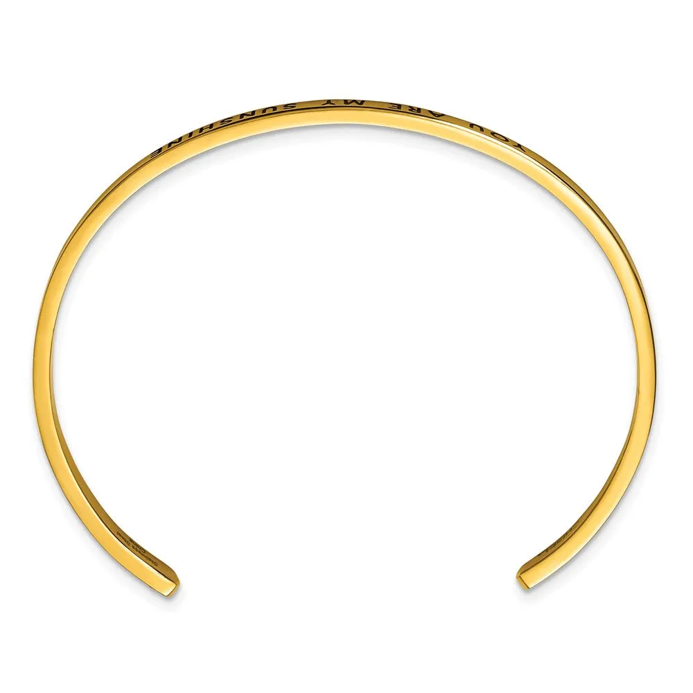 Stainless Steel Polished Yellow IP Enamel/Crystal MY SUNSHINE Cuff Bangle