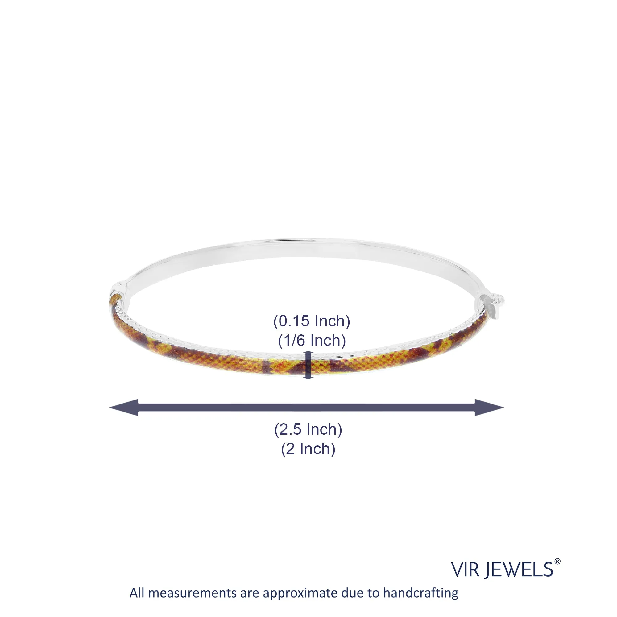 Sterling Silver Orange and Yellow Enamel Bangle