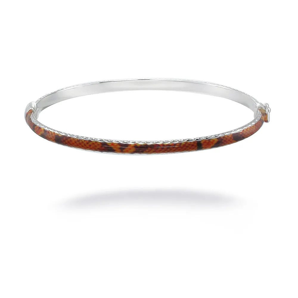 Sterling Silver Orange and Yellow Enamel Bangle