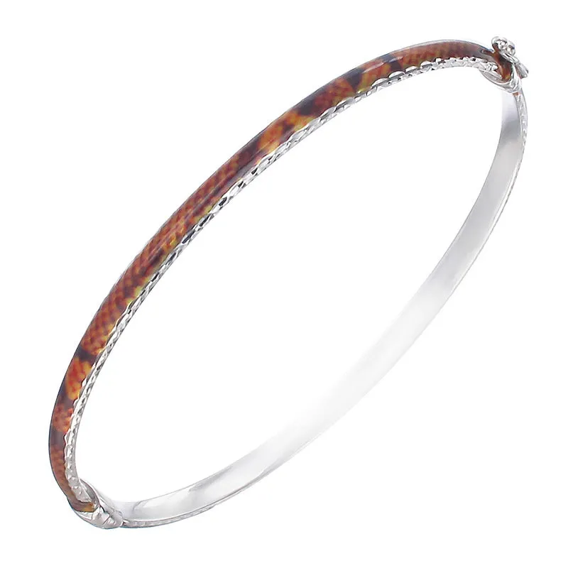 Sterling Silver Orange and Yellow Enamel Bangle