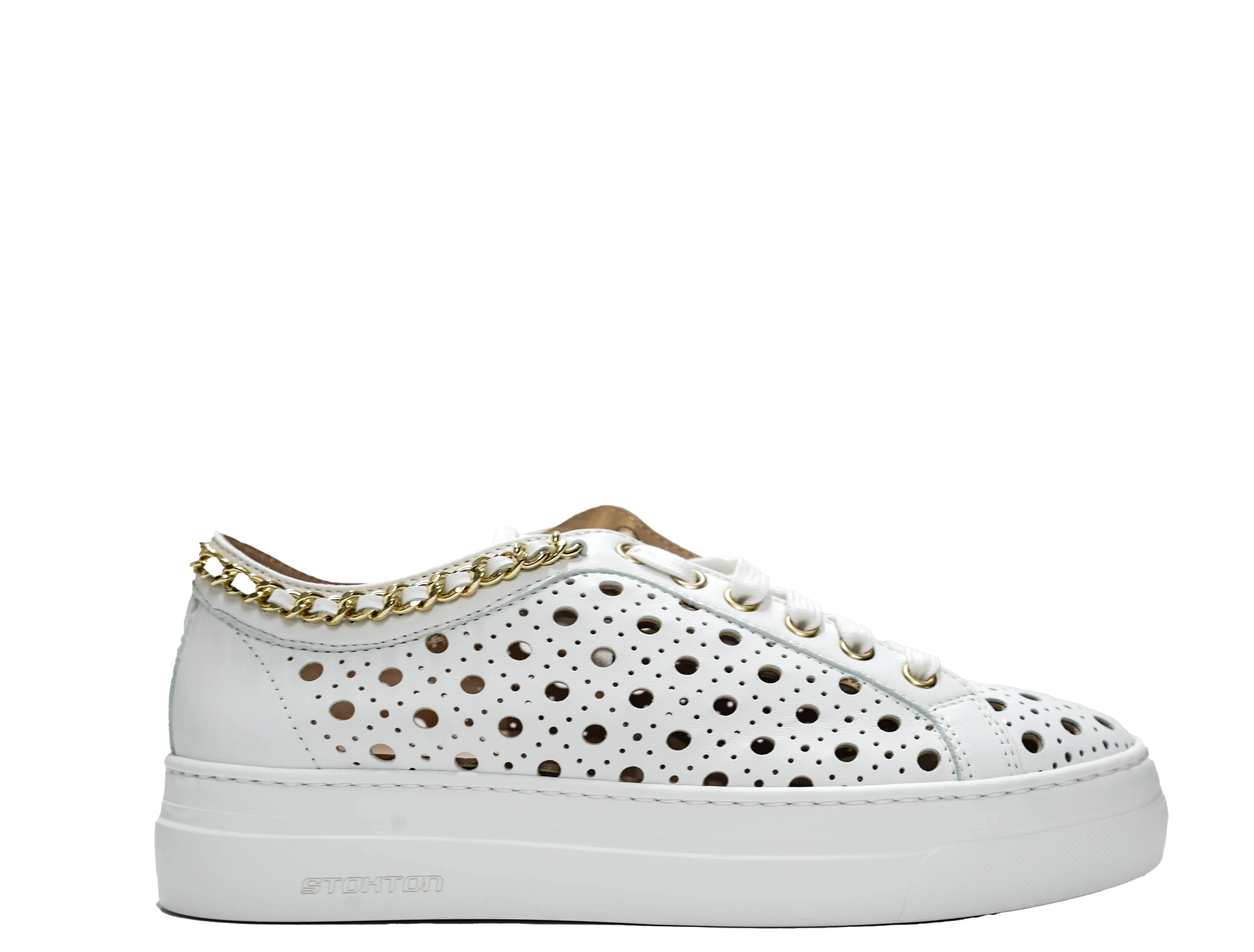 Stokton Women's White Chain Sneakers 117-D