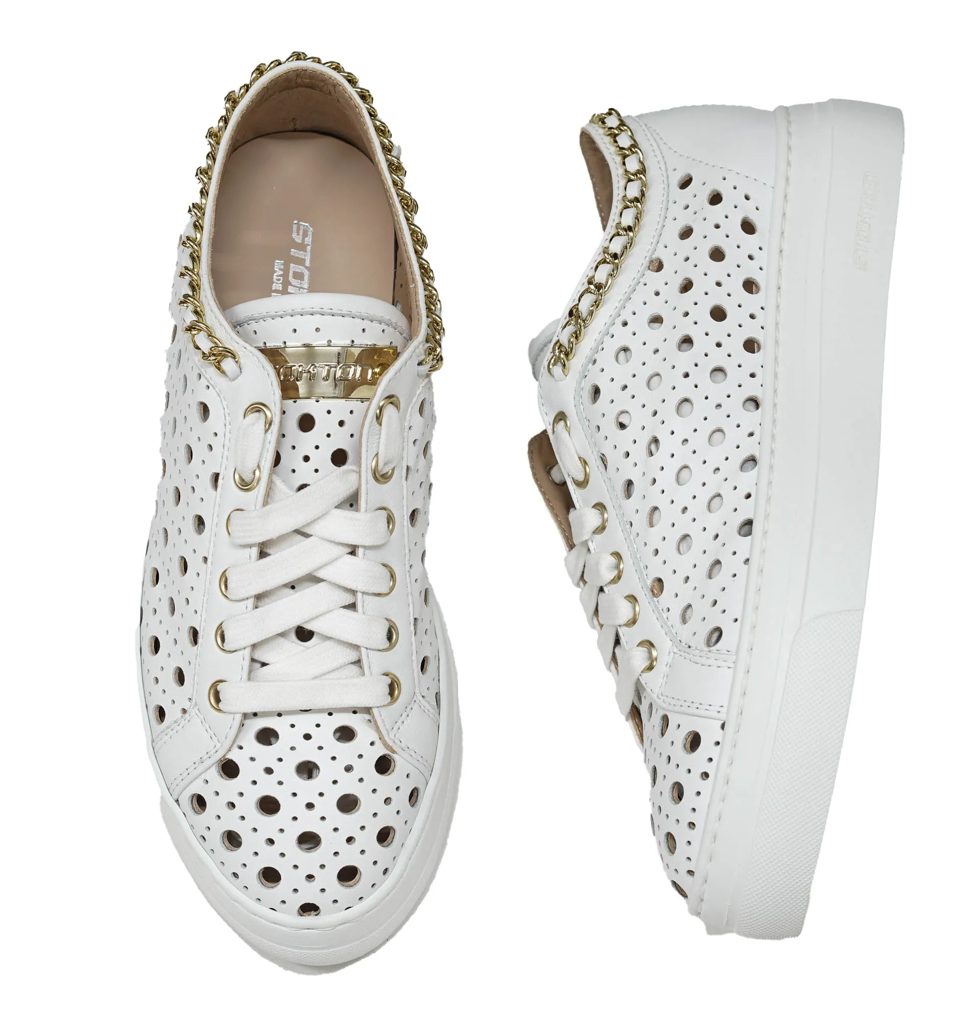 Stokton Women's White Chain Sneakers 117-D