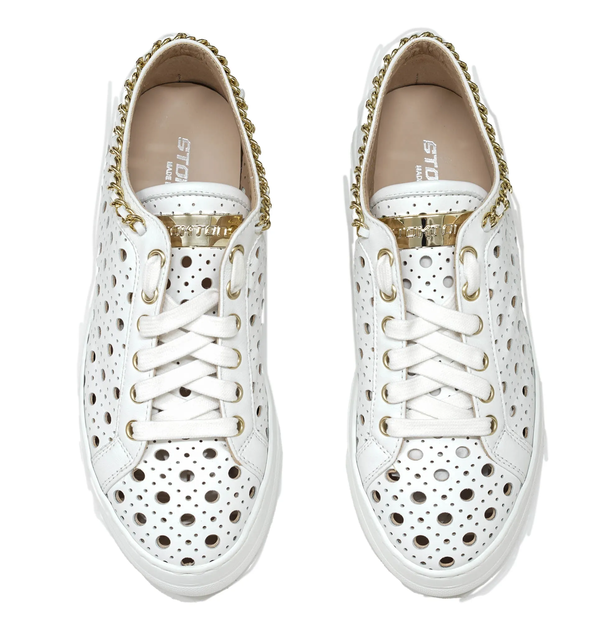 Stokton Women's White Chain Sneakers 117-D