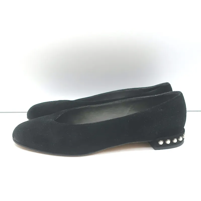 Stuart Weitzman Chicpearl Ballet Flats Black Suede Size 8